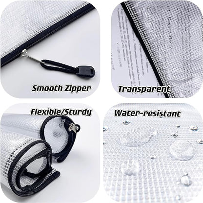 Oaimyy-A6(6"x 4.5"), Mesh Zipper Pouch Document Folders Bag Plastic Zip File Folders for School Office Supplies, Travel, Organizing Storage-Black,6 Pcs