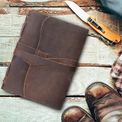 Sovereign-Gear Leather Bound Journal for Men and Women, Handmade Gift Set with Antique Journal and Stylish Pen, Vintage and Classic, Notebook, Sketchbook, Planner and Diary (300 Pages) (7x5)