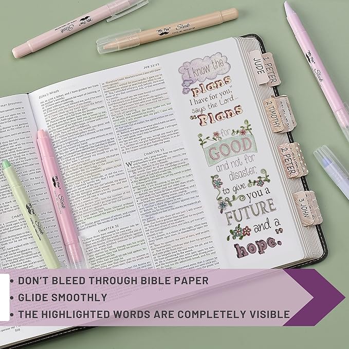 Mr. Pen- Gel highlighter, 8 Pack, Morandi Colors, Bible Highlighters Quick Dry, No Bleed, Assorted Pastel Colors, Bible Markers