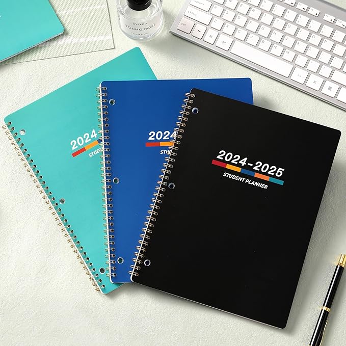 Student Planner 2024-2025 - Academic Planner 2024-2025 from July 2024 - June 2025, 11" × 9", Weekly Lesson Planner with Stickers, Week's Goals, Printed Tabs and Golden Twin-Wire Binding