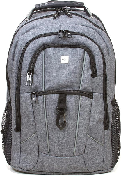 Dejuno Commuter Backpack Checkpoint-Friendly Laptop Pocket, Heather Grey, 15.6-Inch