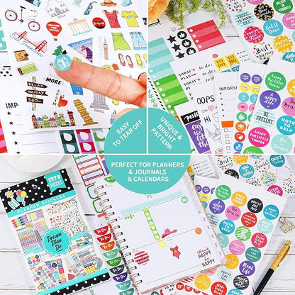 Planner Stickers - 28 Sheets, 1378 Stunning Design Accessories for Journals and Calendars, Essential Planner Accessories by Tullofa - Green