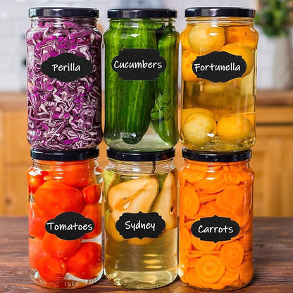 Mr. Pen- Chalkboard Labels, 150pcs, Assorted Shapes, White Chalk Marker & Small Towel, Sticker Labels for Storage, Bottle & Food Jars