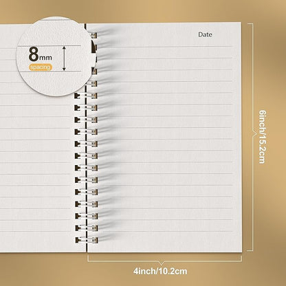 8 Pack Spiral Notebook for Work - 4" x 6" Softcover Notebooks College Ruled for Note Taking, School Supplies,400 Sheets 800 Pages Journals Black