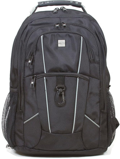 Dejuno Commuter Backpack Checkpoint-Friendly Laptop Pocket, Black, 15.6-Inch