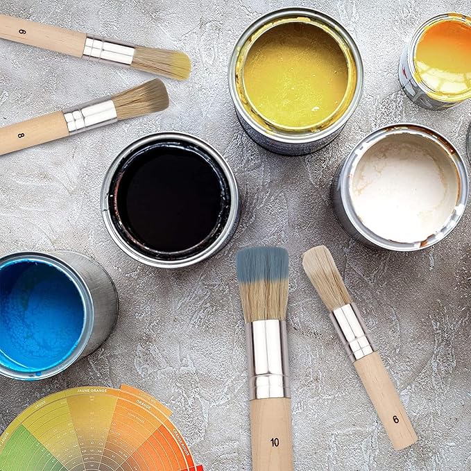 Wooden Stencil Brush (Set of 3), Natural Bristle Brushes Perfect for Acrylic Painting, Oil Painting, Watercolor Painting, Stencil Project, Card Making and DIY Art Crafts