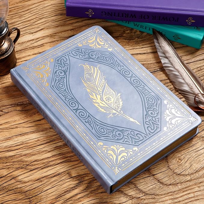 CAGIE 320 Pages Thick Hardcover Journaling Notebooks Vintage Leather Journal for Women Men A5 College Ruled Journals for Writing with Gift Box, 5.7 x 8.3 in, Light Blue