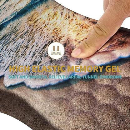 Hokafenle Ergonomic Mouse Pad Wrist Support with Massage Design, Wrist Rest Pain Relief Mousepad with Memory Foam&Non-Slip PU Base, Mouse Pads for Wireless Mouse & Desk (12x8 inch,Sunrise Beach)