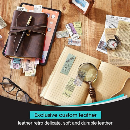 Leather Journal Notebooks for Work, A5 Size Diary, 6x8.1 Inch, Genuine Leather Journals for Writing, Vintage Style Personalized Journal, Ideal for Women and Men, Artists, Travelers, Dark Brown