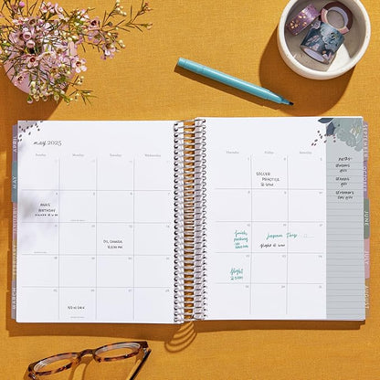 Erin Condren 12-Month Spiral Life Planner (Jan 2025 - Dec 2025) | 7x9 Weekly Planner with Monthly Calendars | Canvas Asterisk Covers, Bold Blooms Interior, Vertical Layout, Platinum Coil