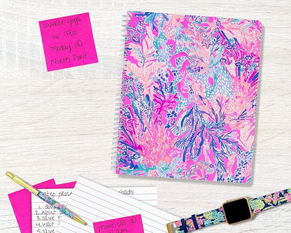 Lilly Pulitzer Large Hardcover Spiral Notebook, 11" x 9.5" with 160 College Ruled Pages, Aquadesiac