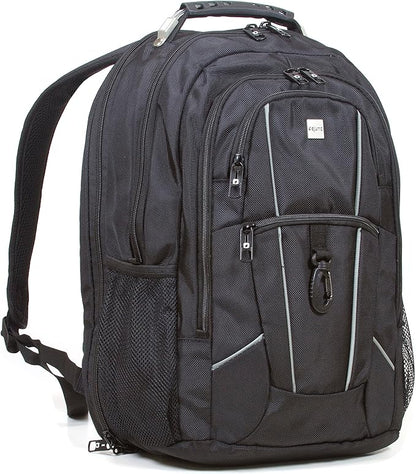 Dejuno Commuter Backpack Checkpoint-Friendly Laptop Pocket, Black, 15.6-Inch