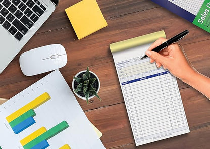 Better Office Products Large Sales Order Books, 6 Pack, 2-Part Carbonless (White/Canary Yellow), 5-7/16 x 8-7/16 inches, 50 Sets per Book, 300 Total Sets, 6 Books