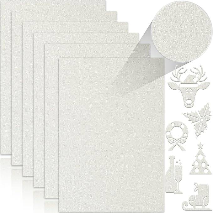 24 Sheets White Glitter Cardstock Paper, A4 Premium Sparkly Paper for Scrapbook, DIY Projects, Party Decoration, Gift Box Wrapping 250GSM/92lb