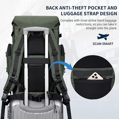 WITZMAN Travel Backpack for Men Women Carry on Bags for Airline Approved Convertible Duffle Luggage Backpack Shoe Compartment（B691 Light Green）