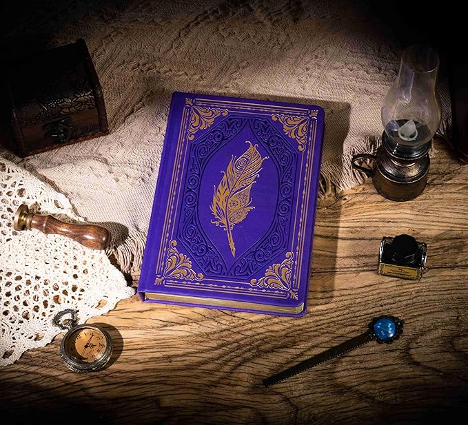 CAGIE 320 Pages Thick Hardcover Journaling Notebooks Vintage Leather Journal for Women Men A5 College Ruled Journals for Writing with Gift Box, 5.7 x 8.3 in, Purple