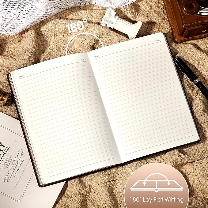 Leather Journal for Men Soft Cover 256 Pages Lined Journals for Writing A5 Lion Journaling Notebooks Vintage Inspirational Diary, 5.7" x 8.3", Red