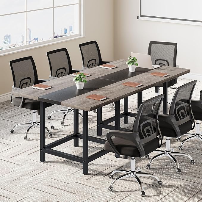 LITTLE TREE 39-Ince Square Small Conference Room Table for 4 People,Wood Computer Desk for Home Office, Small Space (Chair not Included)