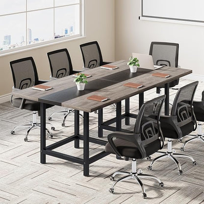 LITTLE TREE 39-Ince Square Small Conference Room Table for 4 People,Wood Computer Desk for Home Office, Small Space (Chair not Included)