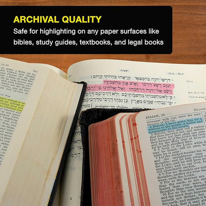 U.S. Office Supply Bible Safe Gel Highlighters, 6 Pack Set - 6 Different Bright Neon Fluorescent Highlight Colors Yellow, Orange, Pink, Purple, Green, Blue - Won't Bleed, Fade or Smear - Study Guide