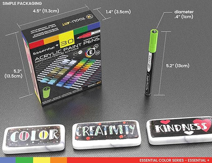 TOOLI-ART Acrylic Paint Pens Assorted Vibrant Markers for Rock Painting, Canvas, Glass, Mugs, Wood, Fabric, Metal, Ceramics. Non Toxic, Quick Dry, Multi-Surface, Lightfast (EXTRA FINE)