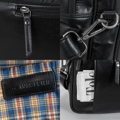 Marc Peter Laptop Bag Los Angeles I Leather Shoulder bag for 15.6 inch Laptop I Briefcase for men and women