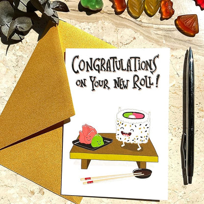 Congratulations on Your New Roll Card, Cute and Funny New or First Job Gift, Work or Office Promotion Congrats for Boss, Coworker, Colleague, Friend, Husband, Wife