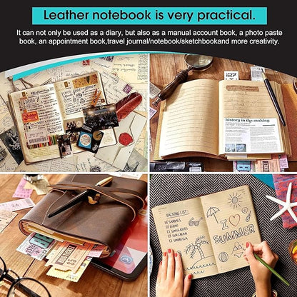 Leather Diary for Women -, A5 Leather Notebook 6x8.1 Inch, Genuine Leather Journals for Writing, Vintage Style, Ideal for Men and Women, Artists, Travelers, Red