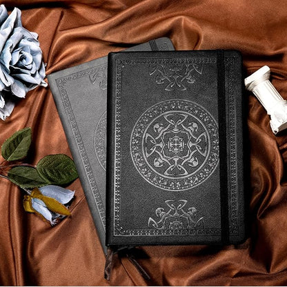 CAGIE Leather Journal for Men Hardcover Journals for Writing with Pen, 290 Pages Lined Mens Journal for Work Black Vintage Journal Notebook, 6.1" x 8.5"