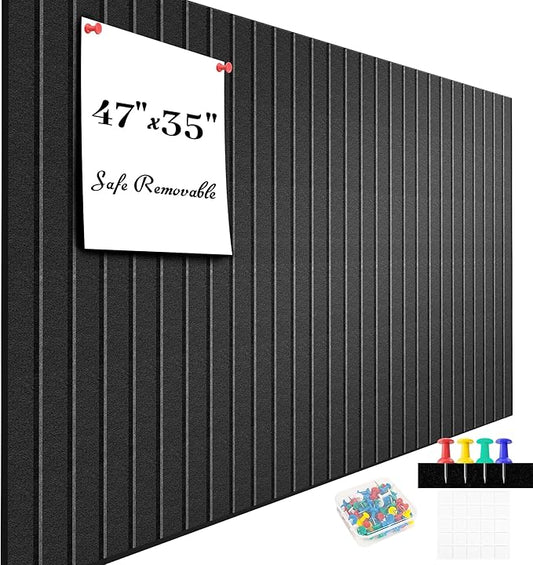 Large Cork Board for Office Black Felt Board Alternative-12 Pack Felt Wall Tiles for Office Wall Decor,Felt Bulletin Board Tiles,Push pin Board Wall Organizer for Office