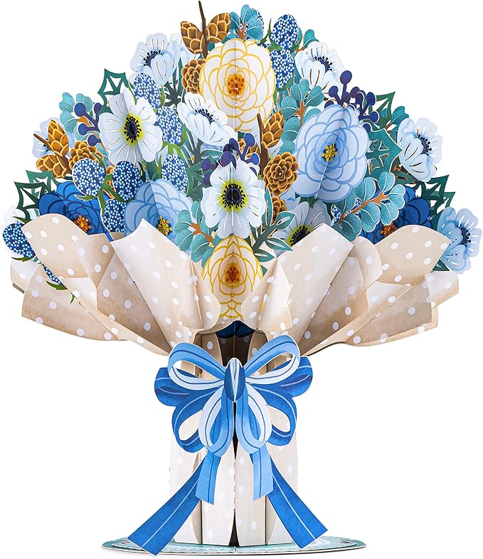 Paper Love HugePop 3D Magical Flower Bouquet Pop Up Card, with Detachable Paper Flower Bouquet, Gift for Birthday, All Occasion - Jumbo 10" x 14" Cards - Includes Envelope and Note Tag