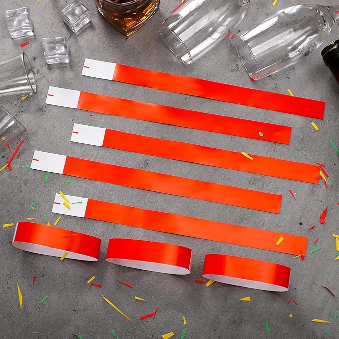 600 Packs Paper Wristbands for Events Neon Party Wristbands Colored Waterproof Paper Club Arm Bands Lightweight Identification for Concert Bar Entrance Admission(Red)
