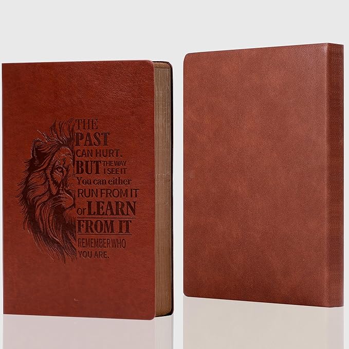 Leather Journal for Men Soft Cover 256 Pages Lined Journals for Writing A5 Lion Journaling Notebooks Vintage Inspirational Diary, 5.7" x 8.3", Red