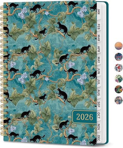 2026 Planner, Aesthetic Weekly and Monthly Planner for Women, Jan 2026 to Dec 2026, Hardcover 2026 Calendar Book with Monthly Tabs, Inner Pocket, Perfect for Office Home School - A4 (8.5" x 11"), Cats in Vine