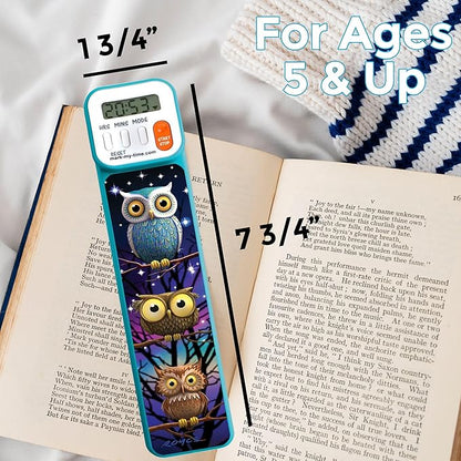 Mark-My-Time - Digital Bookmark - Mark My Time Reading Timer and Bookmark for Kids, Cool Bookmarks and Reading Incentives, Christmas Gift & Stocking Stuffer for Book Lovers - 3D Owls