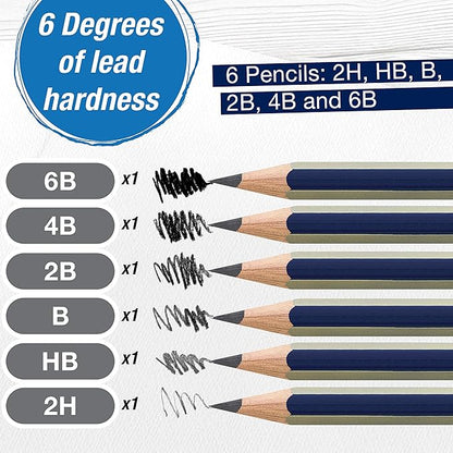 Faber-Castell Graphite Sketch Pencil Set - 6 Graphite Pencils (2H, HB, B, 2B, 4B, 6B), Drawing Pencils and Sketching Supplies