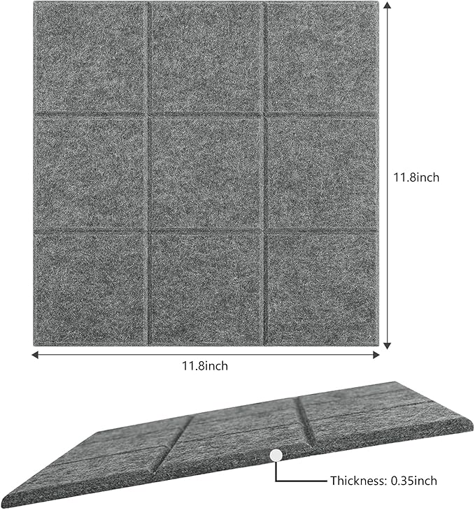 Large Cork Board for Wall 48" X 36", 12 Pack Felt Wall Tiles Bulletin Board Cork Boards for Walls, Felt Board Pin Board Tack Board Corkboard for Office (Drak Grey)