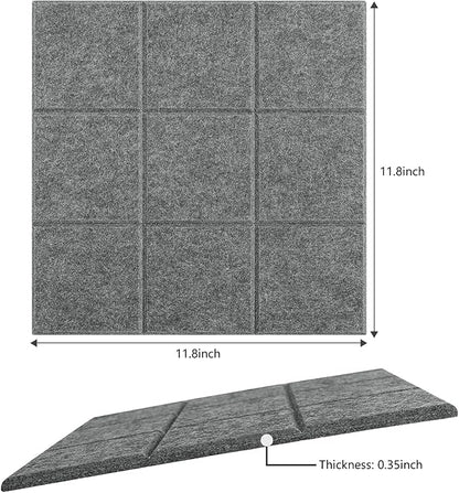 Large Cork Board for Wall 48" X 36", 12 Pack Felt Wall Tiles Bulletin Board Cork Boards for Walls, Felt Board Pin Board Tack Board Corkboard for Office (Drak Grey)