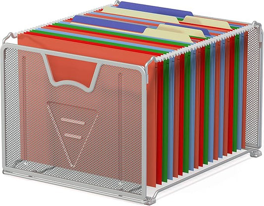 Simple Houseware Mesh Hanging File Organizer, Silver