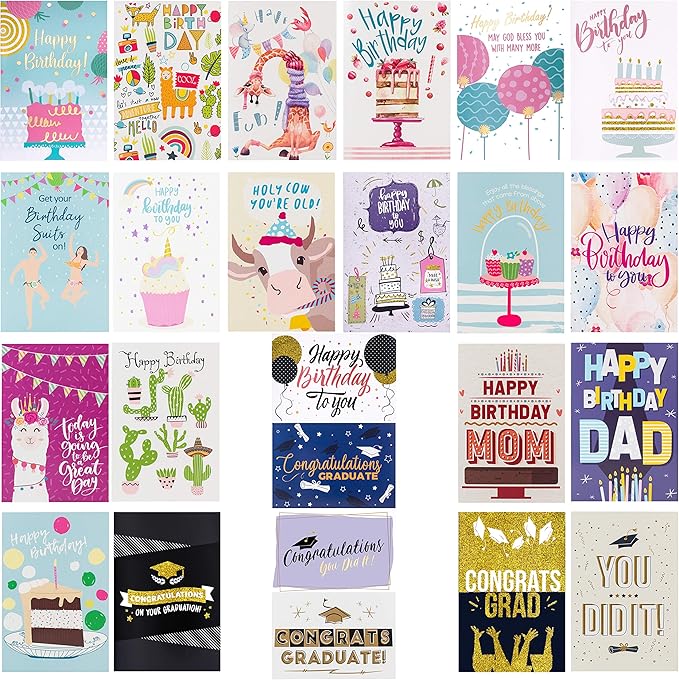 100 All Occasion Greeting Cards- 100 Eye Catching Designs with Organizer Box- Friendship /Anniversary Cards, BFF Cards, Thanks Cards, Wedding Cards & More- 4 x 6 with 100 Envelopes