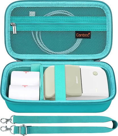 Canboc Carrying Case for NIIMBOT B21 Label Maker, Portable Bluetooth Thermal Label Printer Bag with Removable Shoulder Strap, Mesh Pocket fit Printer Labels, USB Cable, Turquoise (Case Only)