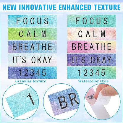 80 Pcs Anxiety Sensory Stickers with Inspirational Quotes Calm Textured Strips Relief Mental Health Stickers School Office Adhesive Sensory Tape Anti Stress Toys for Adults Teens (Bright)