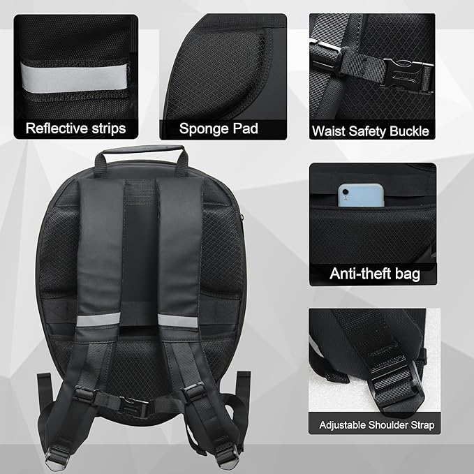 LED Waterproof Motorcycle Riding Knight Backpack With Diy Fully Programmable Full Color Screen, Hard Shell LED Light Display Bag With Digital Eyes