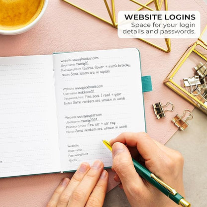 Clever Fox Address Book with alphabetic tabs - PU Leather Telephone and Address Book for Keeping Contacts Safe, Contact Organizer Journal, Small Size (4.0″ x 5.5″), Hardcover, Aquamarine