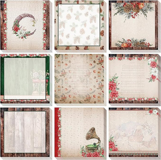 9 Pieces Vintage Christmas Sticky Note Vintage Christmas Self-Adhesive Note Pads Christmas Vintage Sticky Memo Notes for Christmas School Office Home Supplies Students Teachers Present