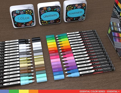 TOOLI-ART Acrylic Paint Pens Assorted Vibrant Markers for Rock Painting, Canvas, Glass, Mugs, Wood, Fabric, Metal, Ceramics. Non Toxic, Quick Dry, Multi-Surface, Lightfast (EXTRA FINE)