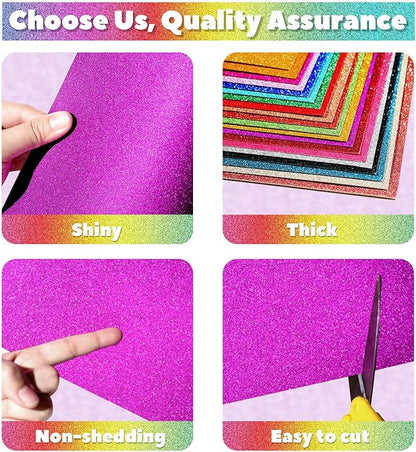 40 Sheets Glitter Cardstock, 20 Colors Premium Cardstock for Cricut, Crafts and DIY Projects, 8.5x11in Glitter Paper for Card Making (250 GSM)