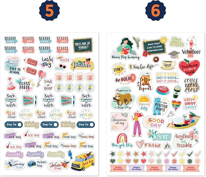 Teacher Planner Stickers Back to School Themed Planning Sticker Accessories for Student, Educators, homeschoolers, Women, Cute Happy Planner Productivity
