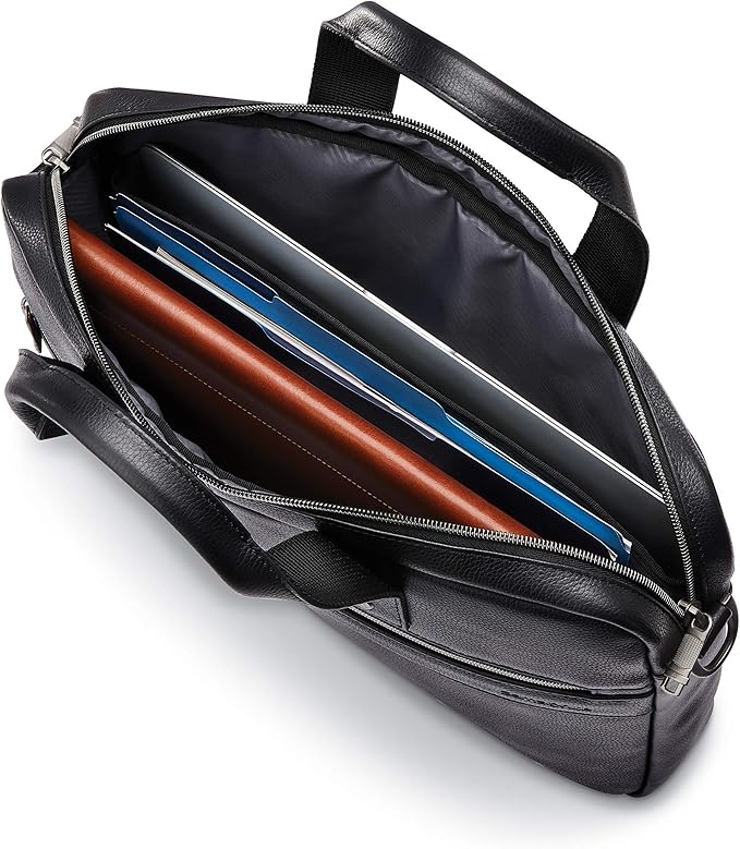 Samsonite Classic Leather Slim Brief, Black, One Size