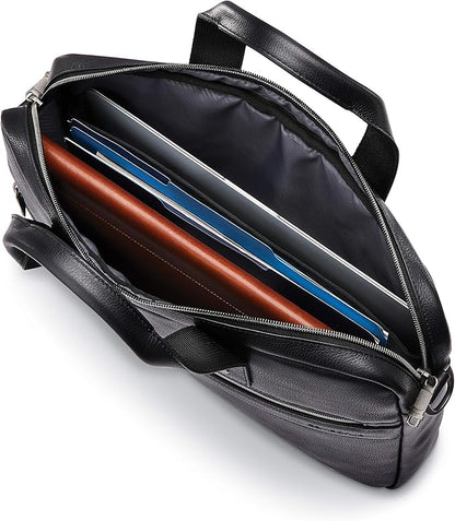 Samsonite Classic Leather Slim Brief, Black, One Size